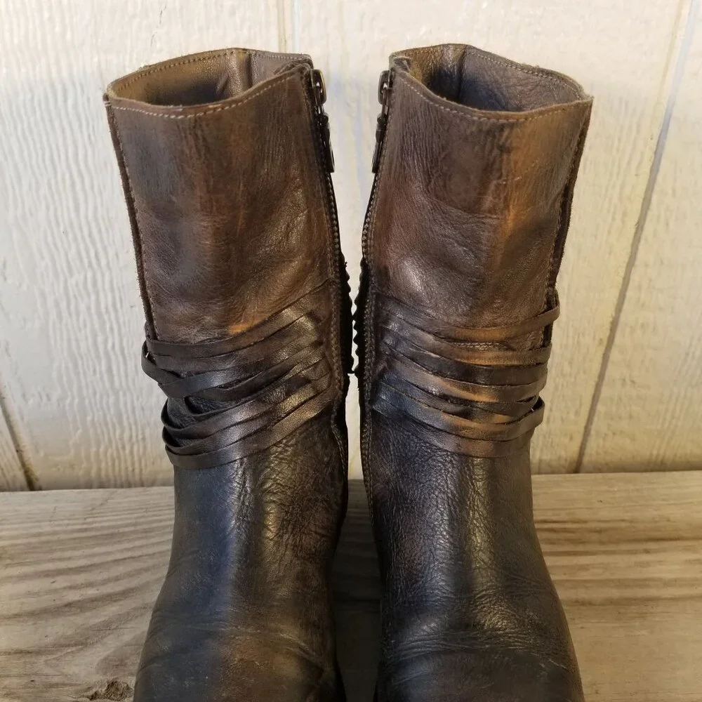 Bed|Stü Cobbler Series Teak Rampton Womens Leather 8in Side Zip Boots 6 B
